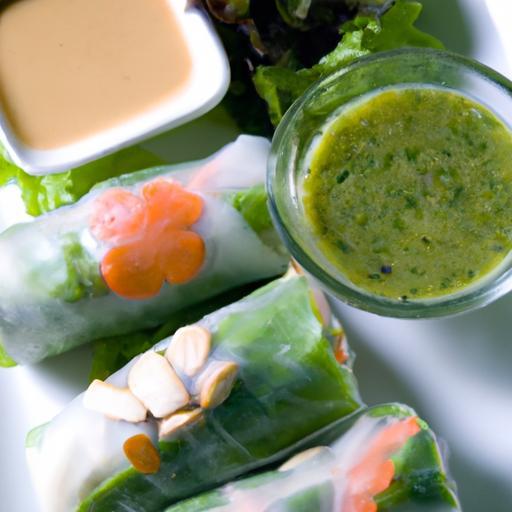Fresh Vietnamese Spring Rolls Paired with Zesty Peanut Sauce