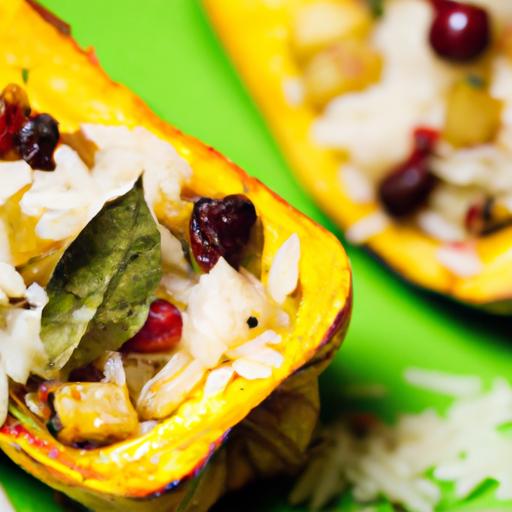 Autumn Delight: stuffed Acorn Squash with Rice & Cranberries