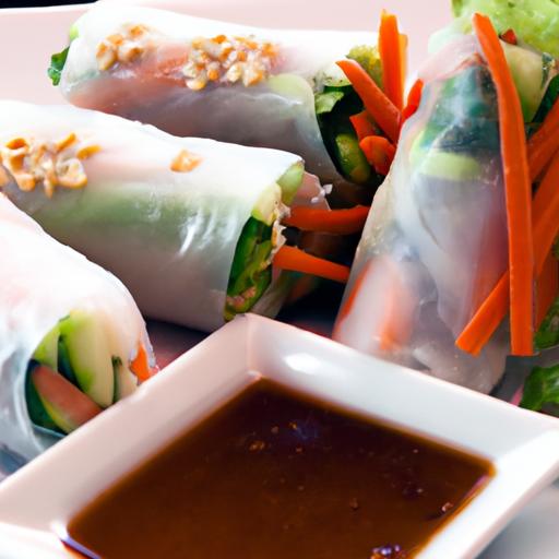Fresh Vietnamese Spring Rolls paired with Zesty Peanut Sauce